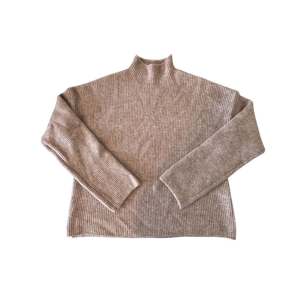 Abercrombie & Fitch Womens Mock Neck Ribbed Sweater Soft Mauve XS Relaxed - Picture 3 of 11